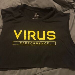 Virus Black and Yellow Logo Crop Top
